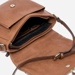 Eram Sacs À Main^Sac besace avec rabat zippé CAMEL