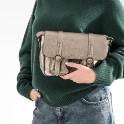 Eram Sacs À Main^Sac besace taupe métallisé MARRON