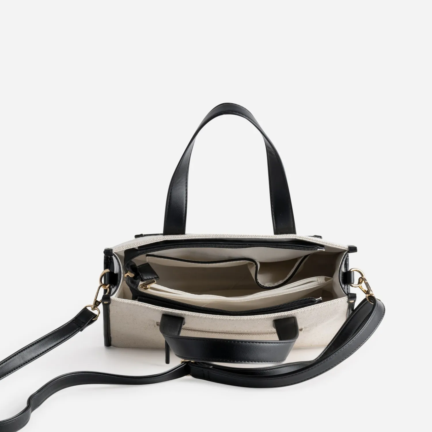 Eram Sacs À Main^Sac cabas et noir bi-matière BEIGE