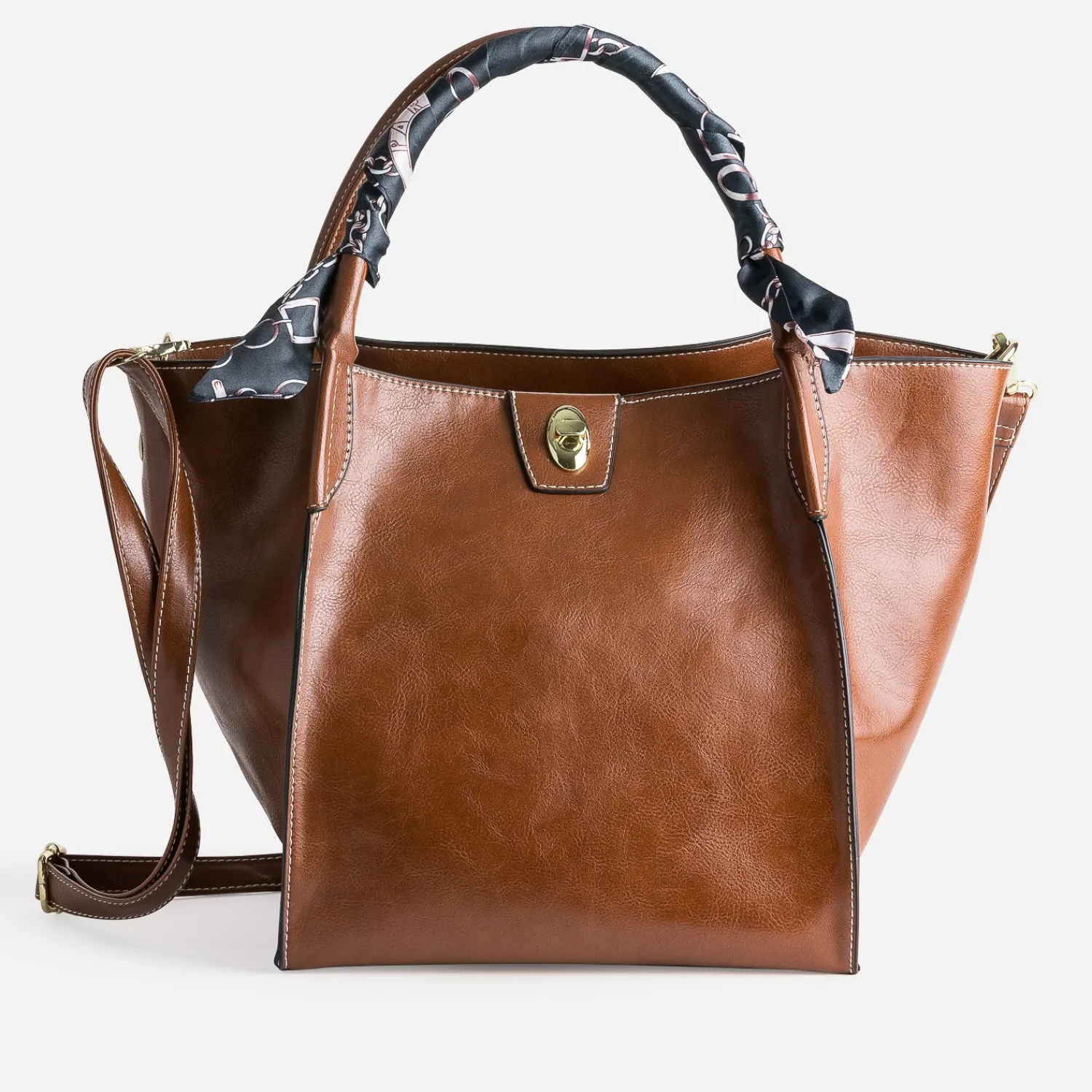 Eram Sacs Cabas^Sac cabas cognac décor foulard MARRON