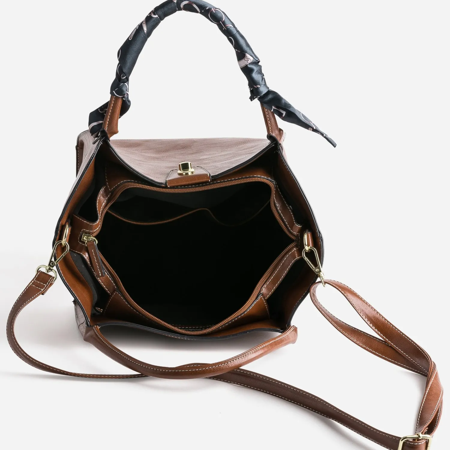 Eram Sacs Cabas^Sac cabas cognac décor foulard MARRON