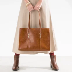 Eram Sacs Cabas^Sac cabas détails bijou COGNAC