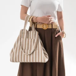 Eram Sacs Cabas^Sac cabas écru rayures s BEIGE
