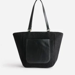 Eram Sacs Cabas^Sac cabas tissu Sherpa avec poche NOIR