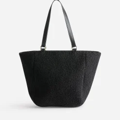 Eram Sacs Cabas^Sac cabas tissu Sherpa avec poche NOIR