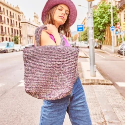 Eram Sacs Cabas|Sacs À Main^Sac cabas prune, marine, écru tressé MULTICOLORE