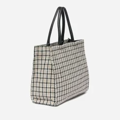 Texto Sacs Cabas^Sac cabas , écru et noir à carreaux BEIGE