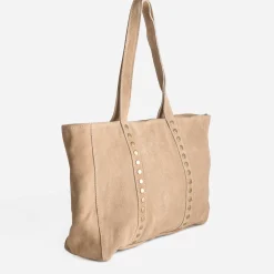 Texto Capsule Maroquinerie Cuir|Sacs Cabas^Sac cabas cuir velours BEIGE