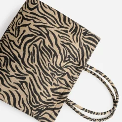 Texto Sacs Cabas^Sac cabas beige foncé à motif zébré NOIR