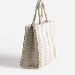 Texto Sacs Cabas^Sac cabas écru tressage beige ECRU