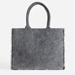 Texto Sacs Cabas^Sac cabas effet denim frangé GRIS