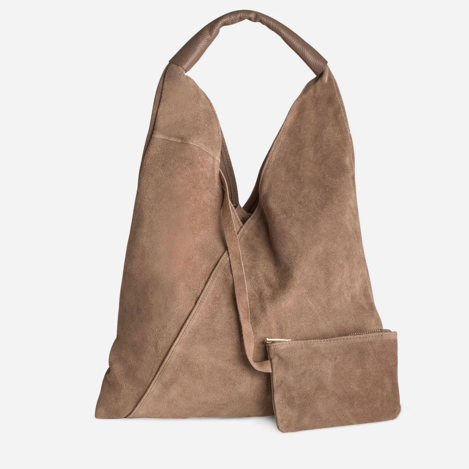 Texto Capsule Maroquinerie Cuir|Sacs Cabas^Sac hobo cuir velours TAUPE