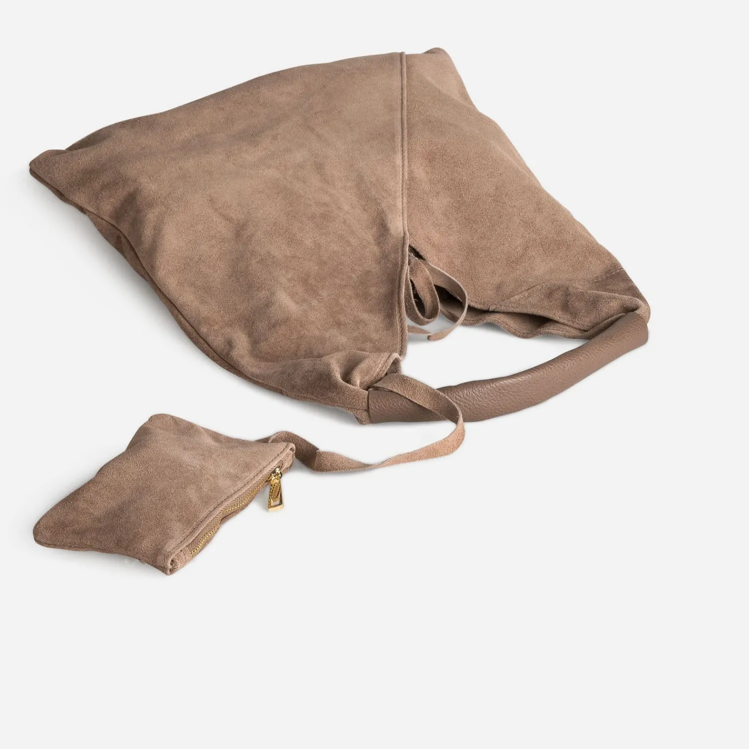 Texto Capsule Maroquinerie Cuir|Sacs Cabas^Sac hobo cuir velours TAUPE