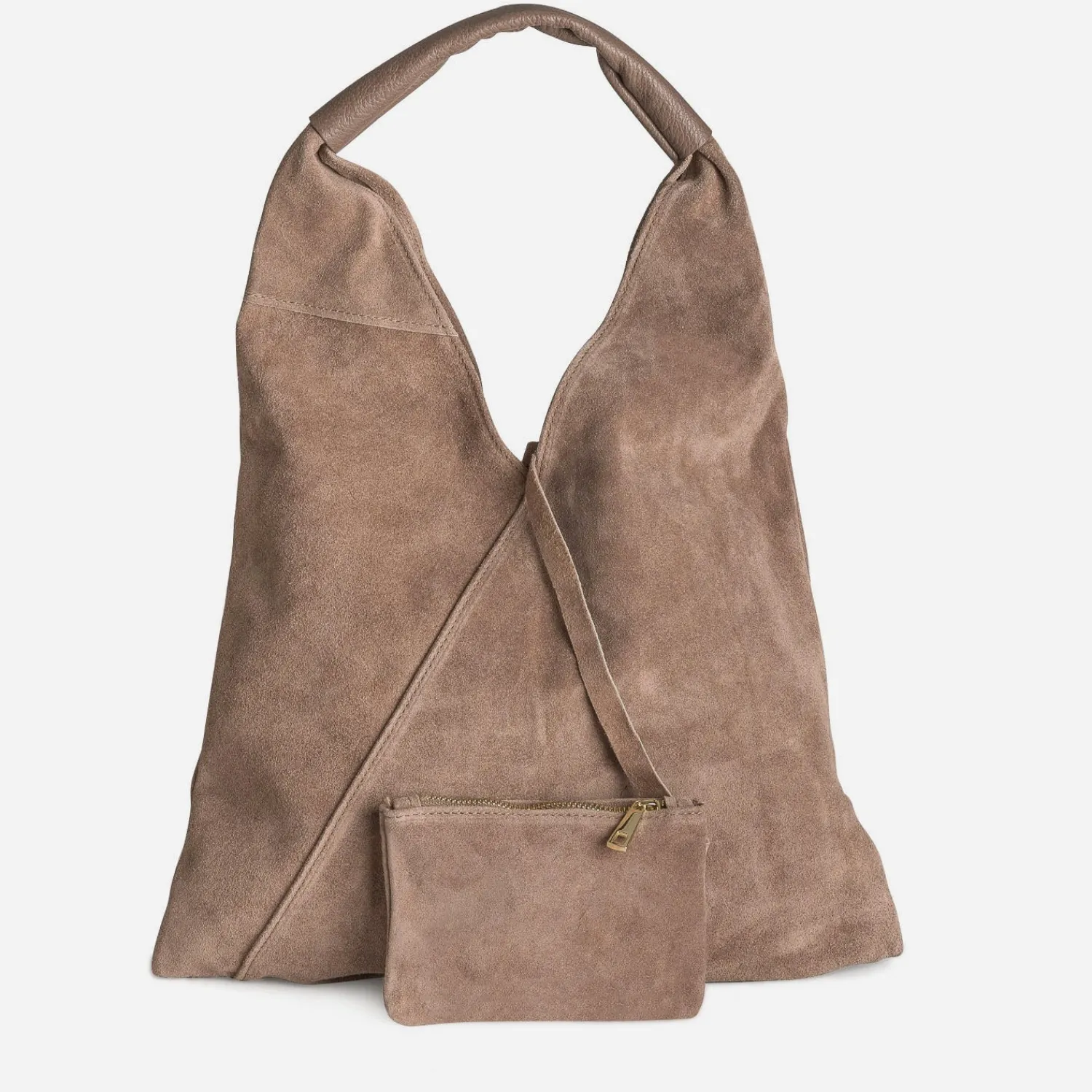Texto Capsule Maroquinerie Cuir|Sacs Cabas^Sac hobo cuir velours TAUPE