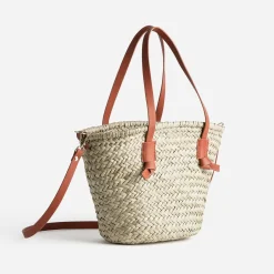 Eram Sacs Cabas|Sacs À Main^Sac panier beige en paille anses ORANGE