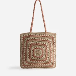 Texto Sacs Cabas^Sac beige, écru et terracotta tressé MULTICOLORE