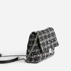 Texto Sacs À Main^Sac noir textile façon tweed à carreaux MULTICOLORE