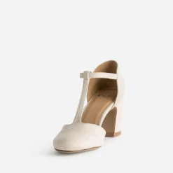 Eram Escarpins^Salomé écru suédé à talon BEIGE
