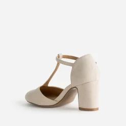 Eram Escarpins^Salomé écru suédé à talon BEIGE