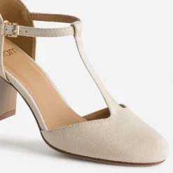 Eram Escarpins^Salomé écru suédé à talon BEIGE