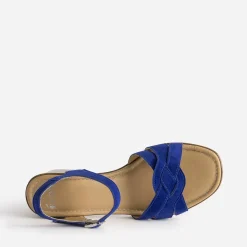 Eram Sandales^Sandale à talon roi cuir velours BLEU