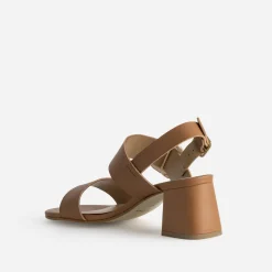 Eram Sandales^Sandale à talon cuir boucle fantaisie CAMEL