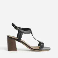Eram Sandales^Sandale à talon cuir bride en T NOIR