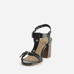 Eram Sandales^Sandale à talon cuir bride en T NOIR