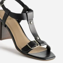 Eram Sandales^Sandale à talon cuir bride en T NOIR