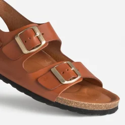 Eram Sandales^Sandale anatomique cognac cuir CAMEL
