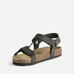 Eram Nu-Pieds/Sandales^Sandale anatomique cuir à scratchs MARRON