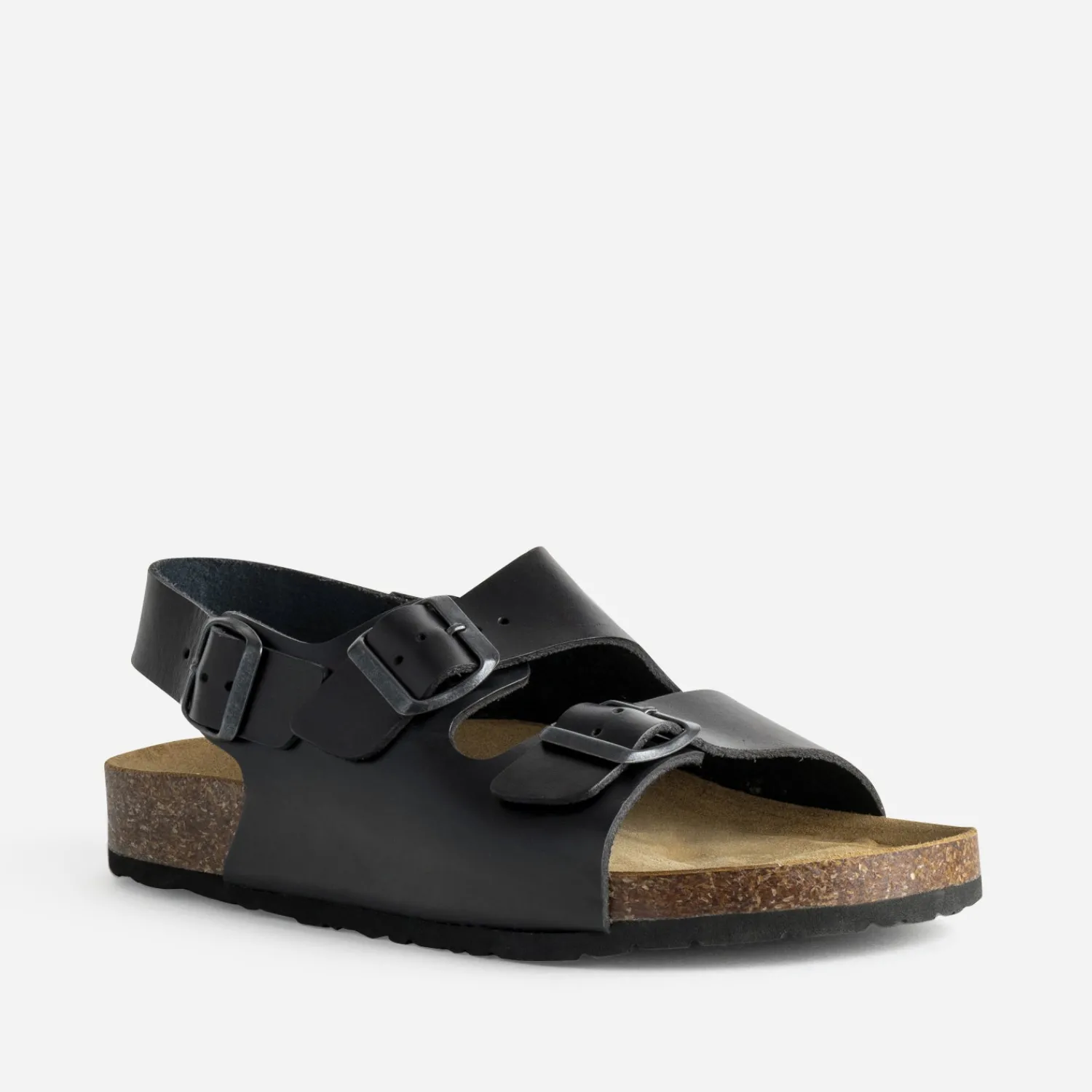 Eram Nu-Pieds/Sandales^Sandale anatomique e cuir NOIR