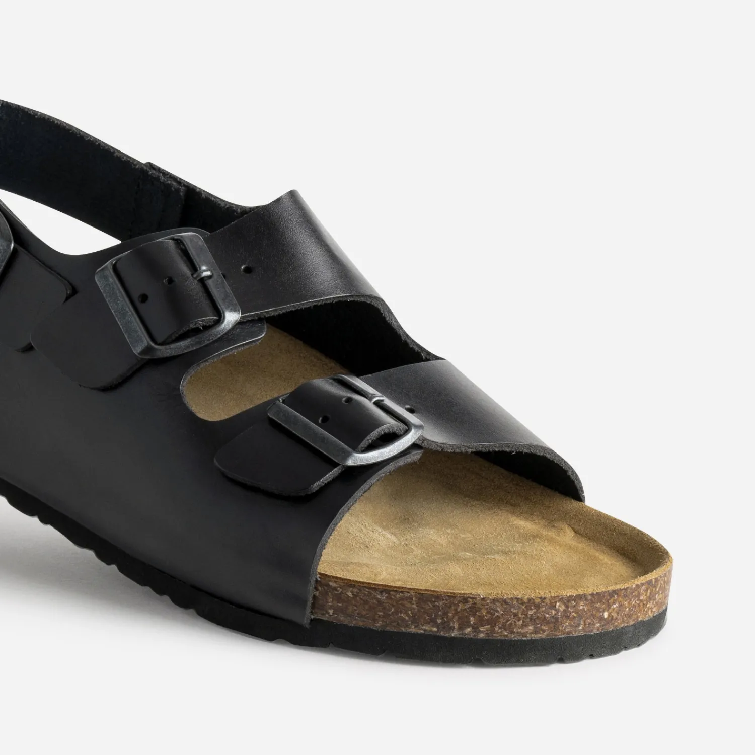 Eram Nu-Pieds/Sandales^Sandale anatomique e cuir NOIR