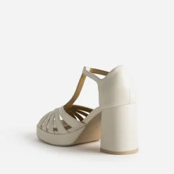 Eram Sandales^Sandale beige à talon OR