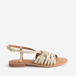 Eram Sandales^Sandale beige cuir avec anneau ECRU