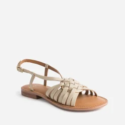 Eram Sandales^Sandale beige cuir avec anneau ECRU