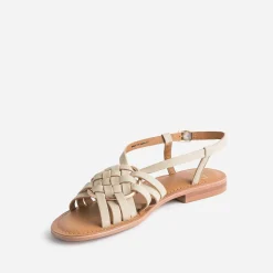 Eram Sandales^Sandale beige cuir avec anneau ECRU