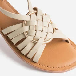 Eram Sandales^Sandale beige cuir avec anneau ECRU