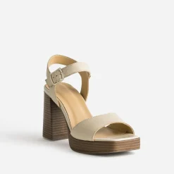 Eram Sandales^Sandale en cuir à plateforme BEIGE