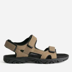 Eram Nu-Pieds/Sandales^Sandale beige foncé à scratchs MARRON
