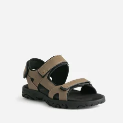Eram Nu-Pieds/Sandales^Sandale beige foncé à scratchs MARRON