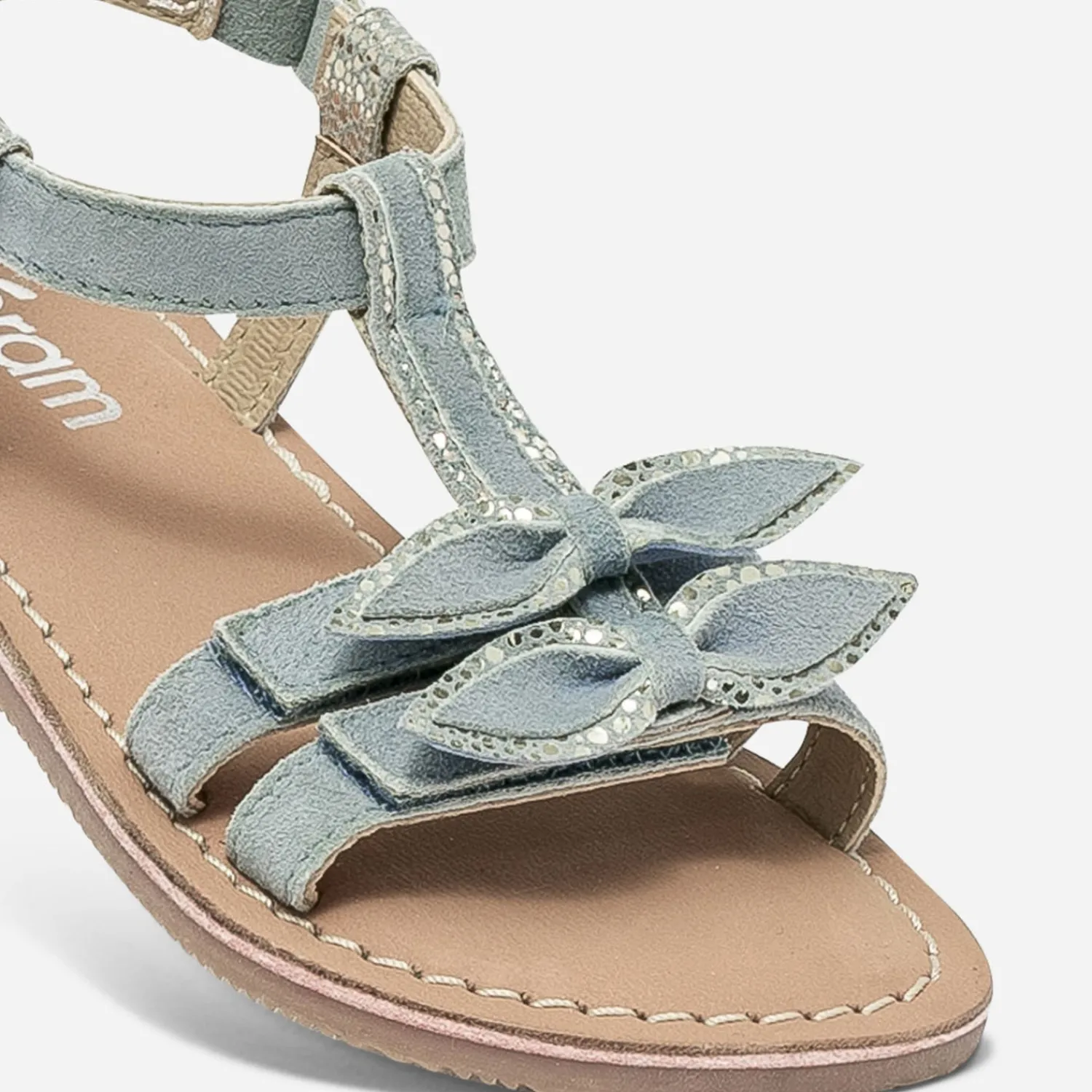 Eram Sandales^Sandale et argent en cuir velours avec nœuds BLEU