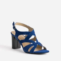 Eram Sandales^Sandale roi cuir velours à talon BLEU