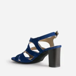 Eram Sandales^Sandale roi cuir velours à talon BLEU