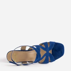 Eram Sandales^Sandale roi cuir velours à talon BLEU