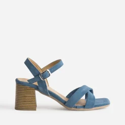Eram Sandales^Sandale e cuir velours à talon BLEU