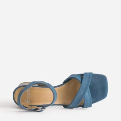 Eram Sandales^Sandale e cuir velours à talon BLEU