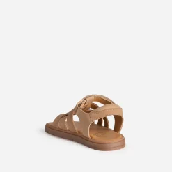 Buggy Sandales^Sandale cuir velours à scratchs BEIGE
