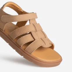 Buggy Sandales^Sandale cuir velours à scratchs BEIGE