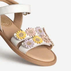 Buggy Sandales^Sandale he cuir détails fleurs BLANC